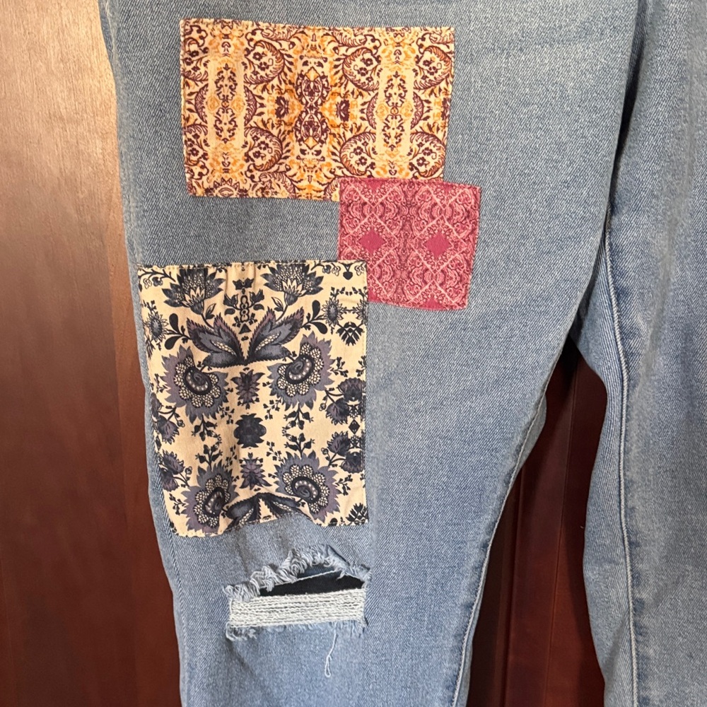 Lane Bryant Light Blue Patchwork Cuffed Straight-… - image 6